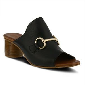 SPRING STEP DEISYLUV BLACK LEATHER SLIDE SANDAL